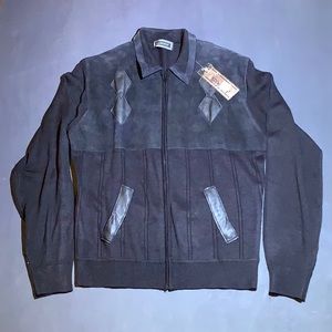 Saxony | Lightweight Jacket | 100% Acrylic With Genuine Leather | Black | Size M